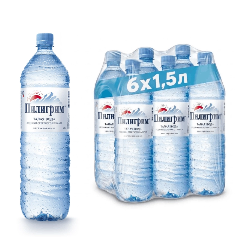Вода "Пилигрим" 1,5 литра, без газа, пэт, 6 шт.